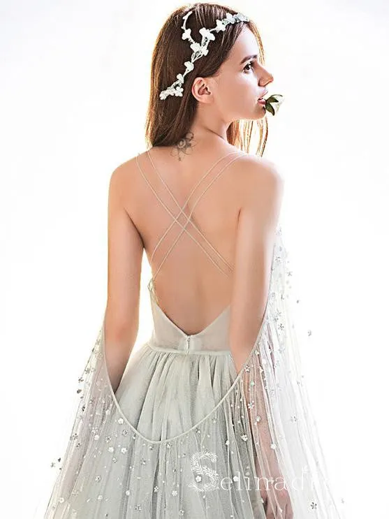 A-line Prom Dresses Long Cheap Modest V neck Prom Dress Evening Dresses SED094