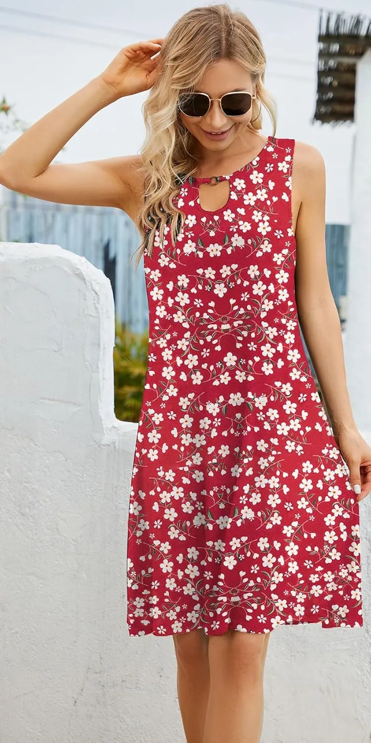 Akihoo Womens Summer Casual Dresses Sleeveless Tshirt Sundress Vest Tank Sun Dress