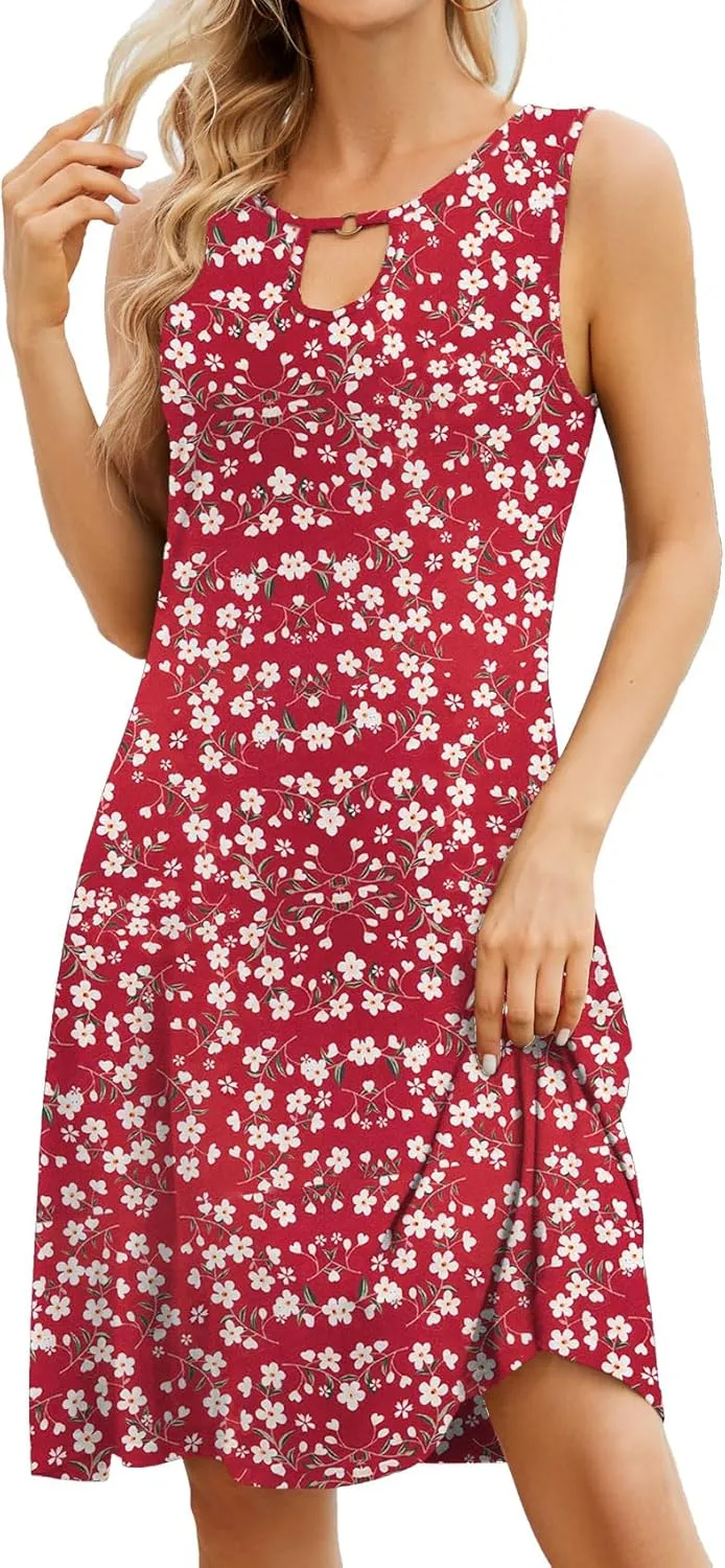Akihoo Womens Summer Casual Dresses Sleeveless Tshirt Sundress Vest Tank Sun Dress