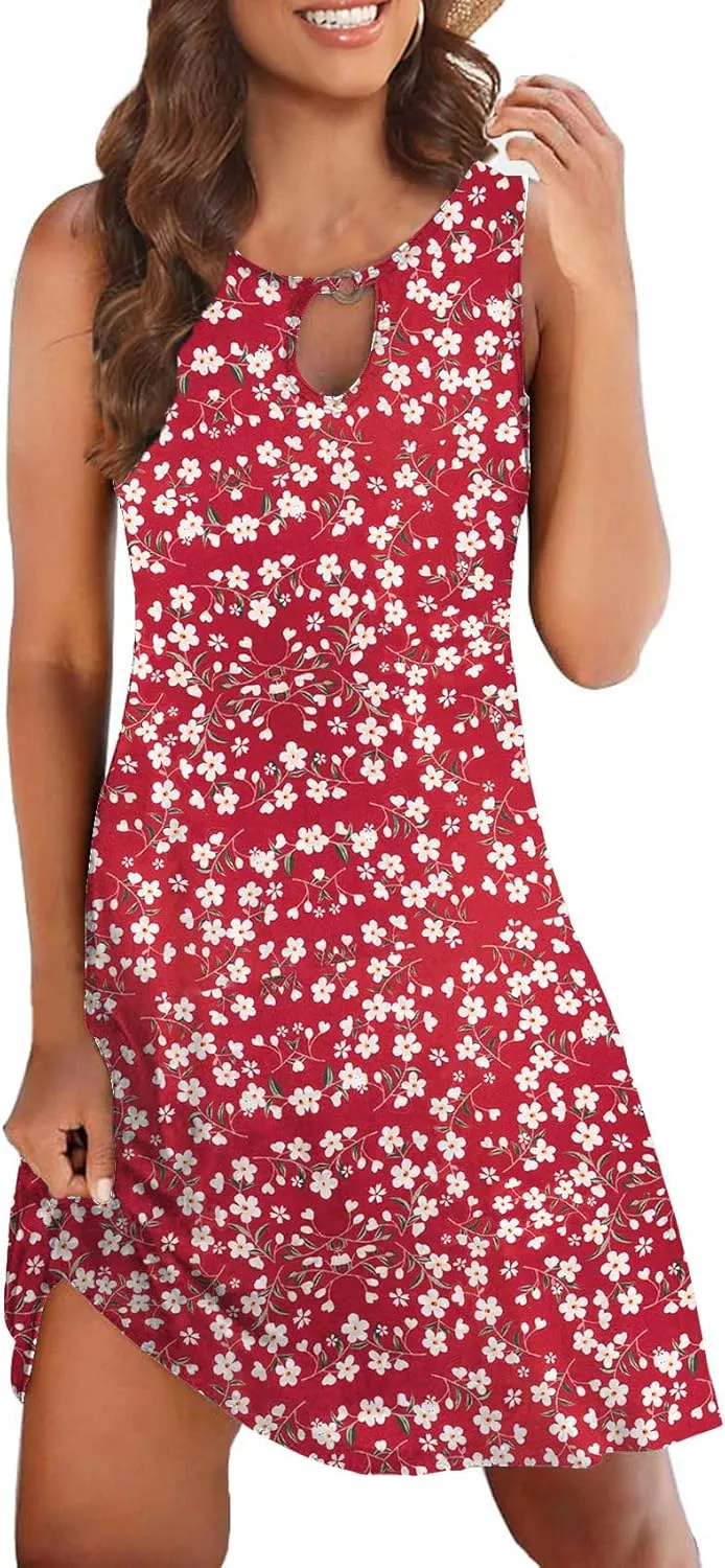 Akihoo Womens Summer Casual Dresses Sleeveless Tshirt Sundress Vest Tank Sun Dress