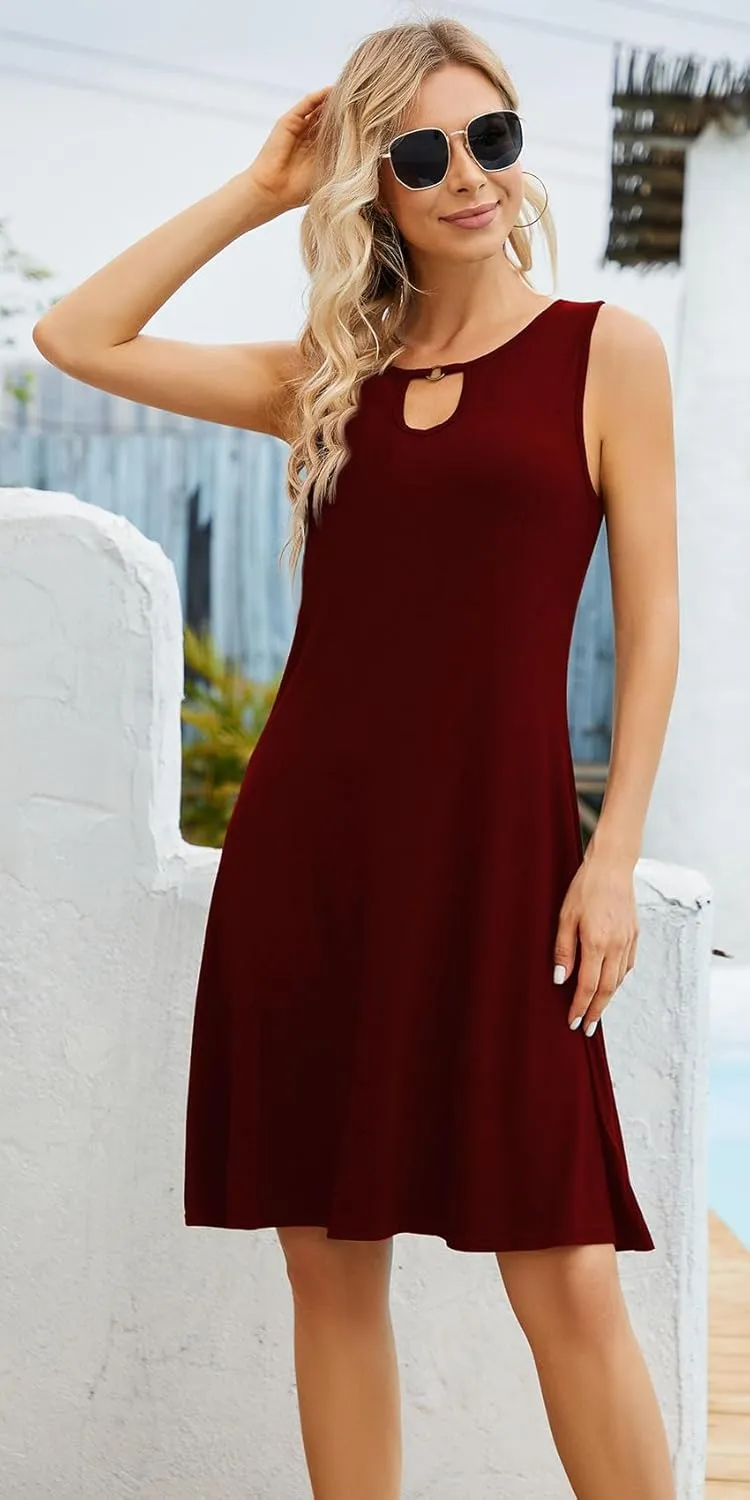 Akihoo Womens Summer Casual Dresses Sleeveless Tshirt Sundress Vest Tank Sun Dress