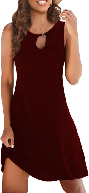Akihoo Womens Summer Casual Dresses Sleeveless Tshirt Sundress Vest Tank Sun Dress
