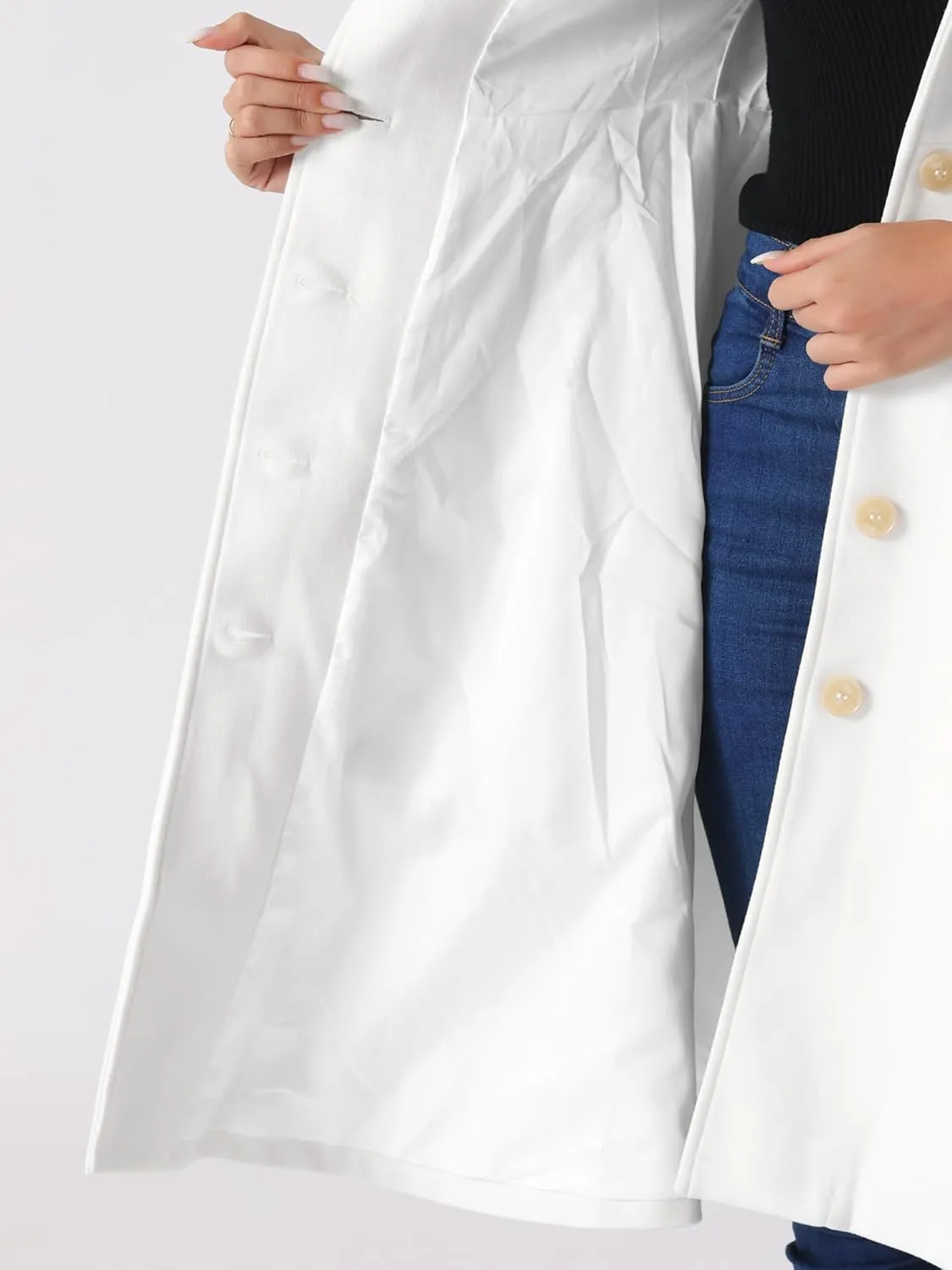 Allegra K Winter Coat for Women's Single Breasted Hooded Trench Coat Long Sleeve Overcoat with Pockets