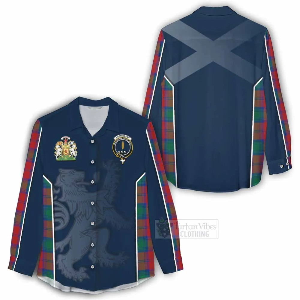 Auchinleck (Affleck) Tartan Women's Casual Shirt with Family Crest and Lion Rampant Vibes Sport Style