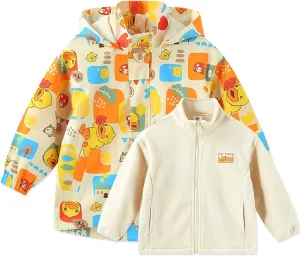 B.Duck Unisex Boys Girls Puffer Jacket Trenchcoat Cute Yellow Duck Quilted Winter Coat Puffy Vest for Toddler Kids 3-12 Years