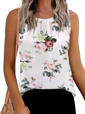 Beyove Womens Chiffon Tank Tops Crewneck Loose Fit Basic Casual Summer Sleeveless Shirts Blouse