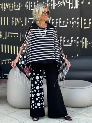BLACK AND WHITE POKA DOT 7 WAY SCARF