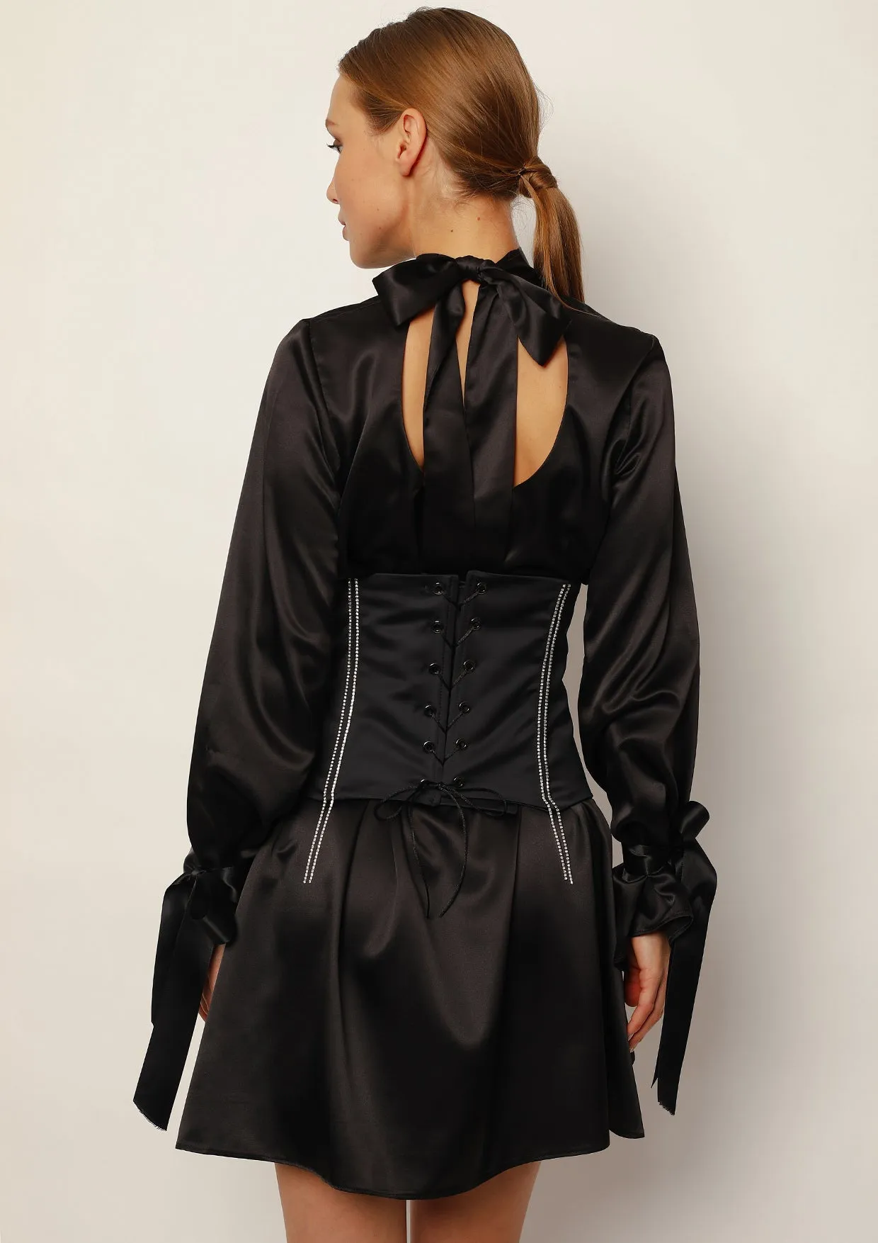 Black Pearl Satin Mini Dress
