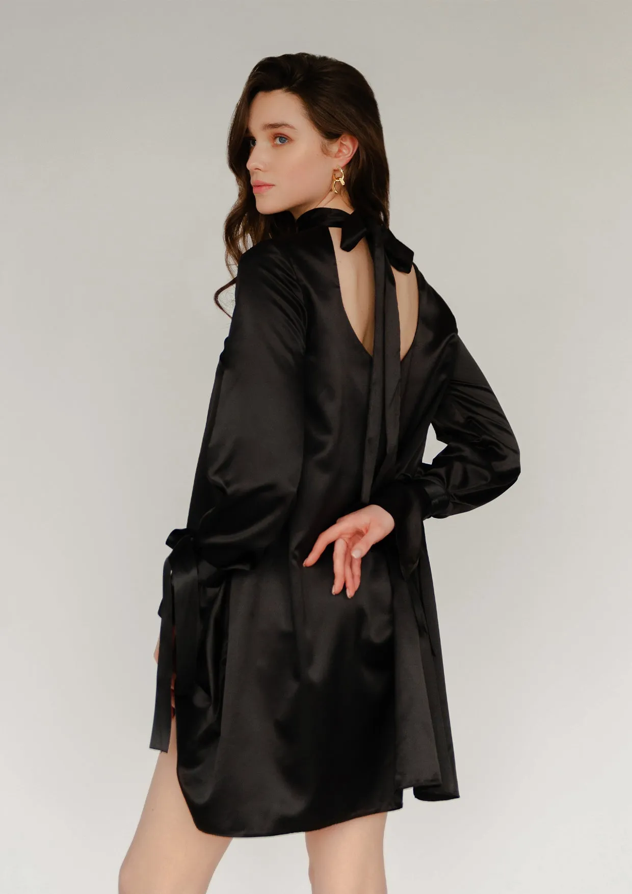 Black Pearl Satin Mini Dress