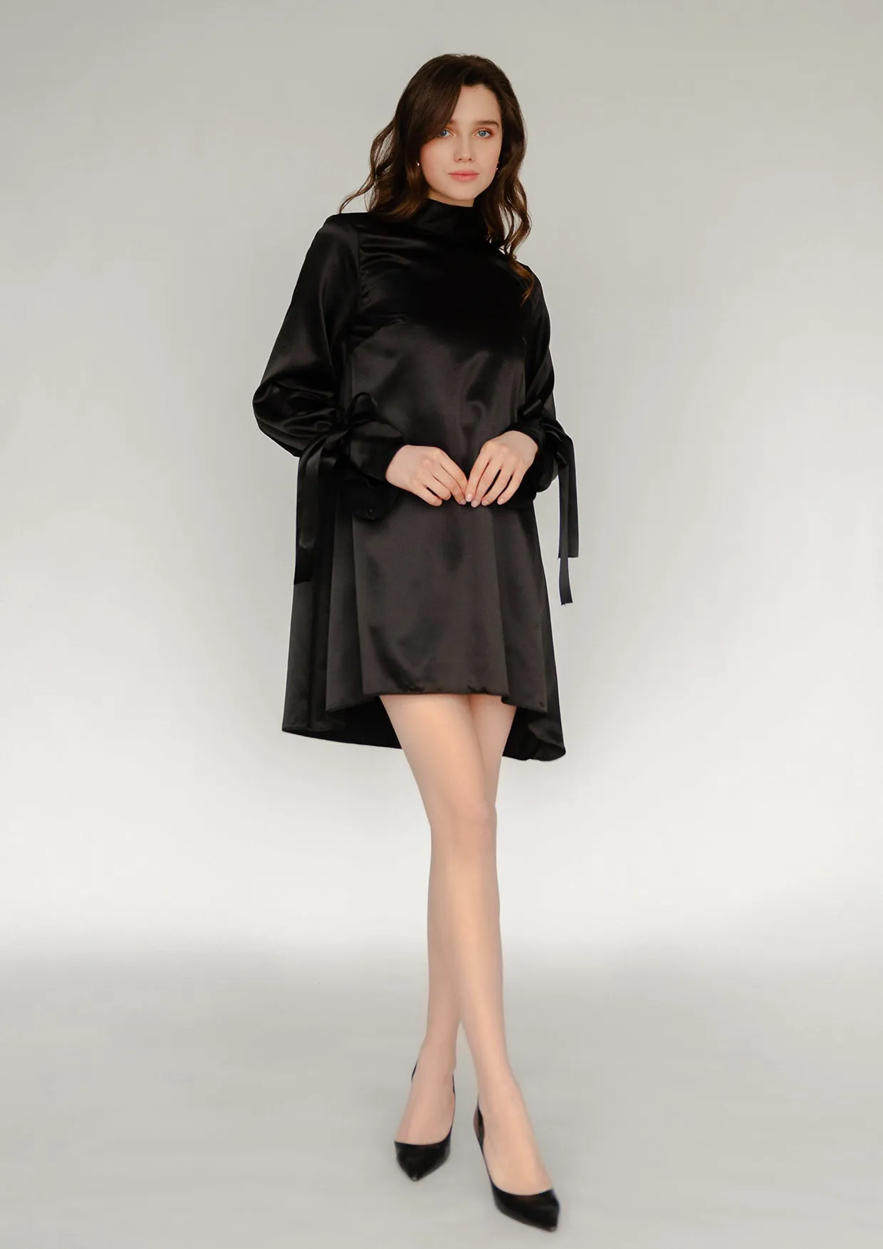 Black Pearl Satin Mini Dress