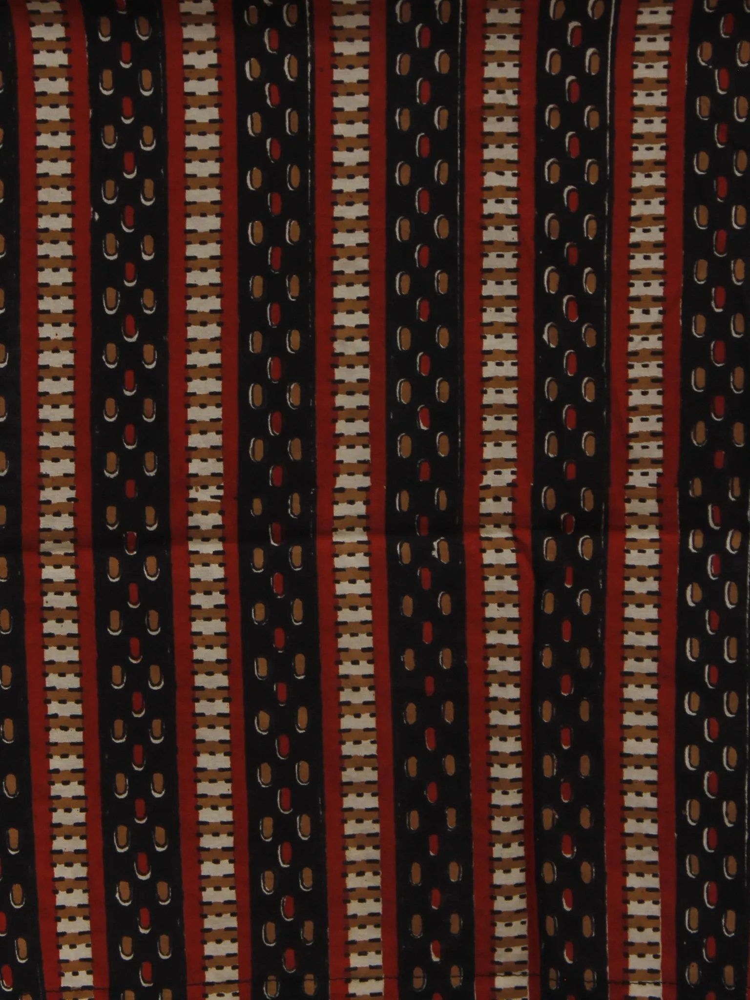 Black Red Mustard Ivory Hand Block Printed Cotton Dress With Stand Collar - D156F878