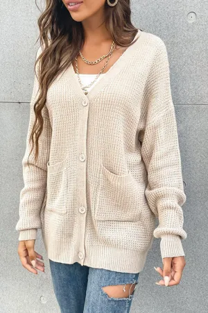 Blue Zone Planet |  Button Front Drop Shoulder Waffle Cardigan