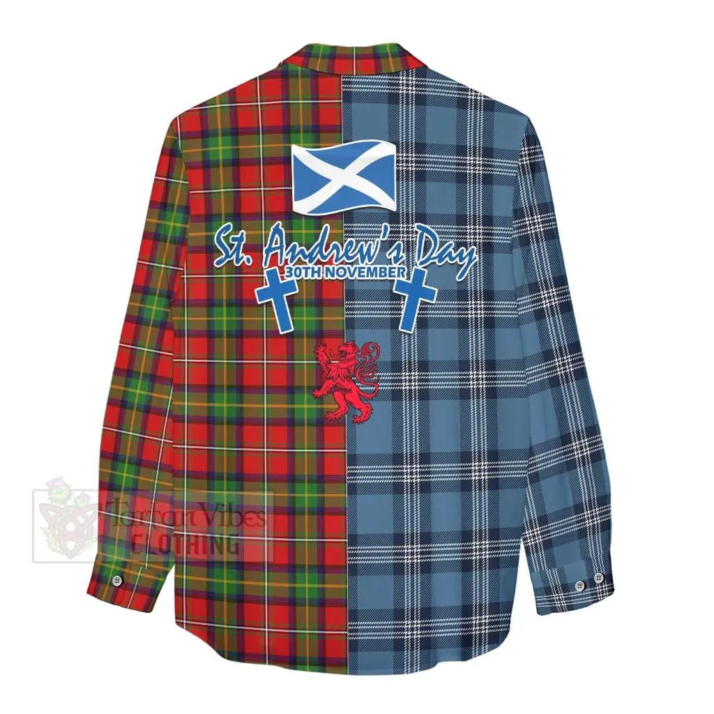 Boyd Tartan Women's Casual Shirt Happy St. Andrew's Day Half Tartan Style