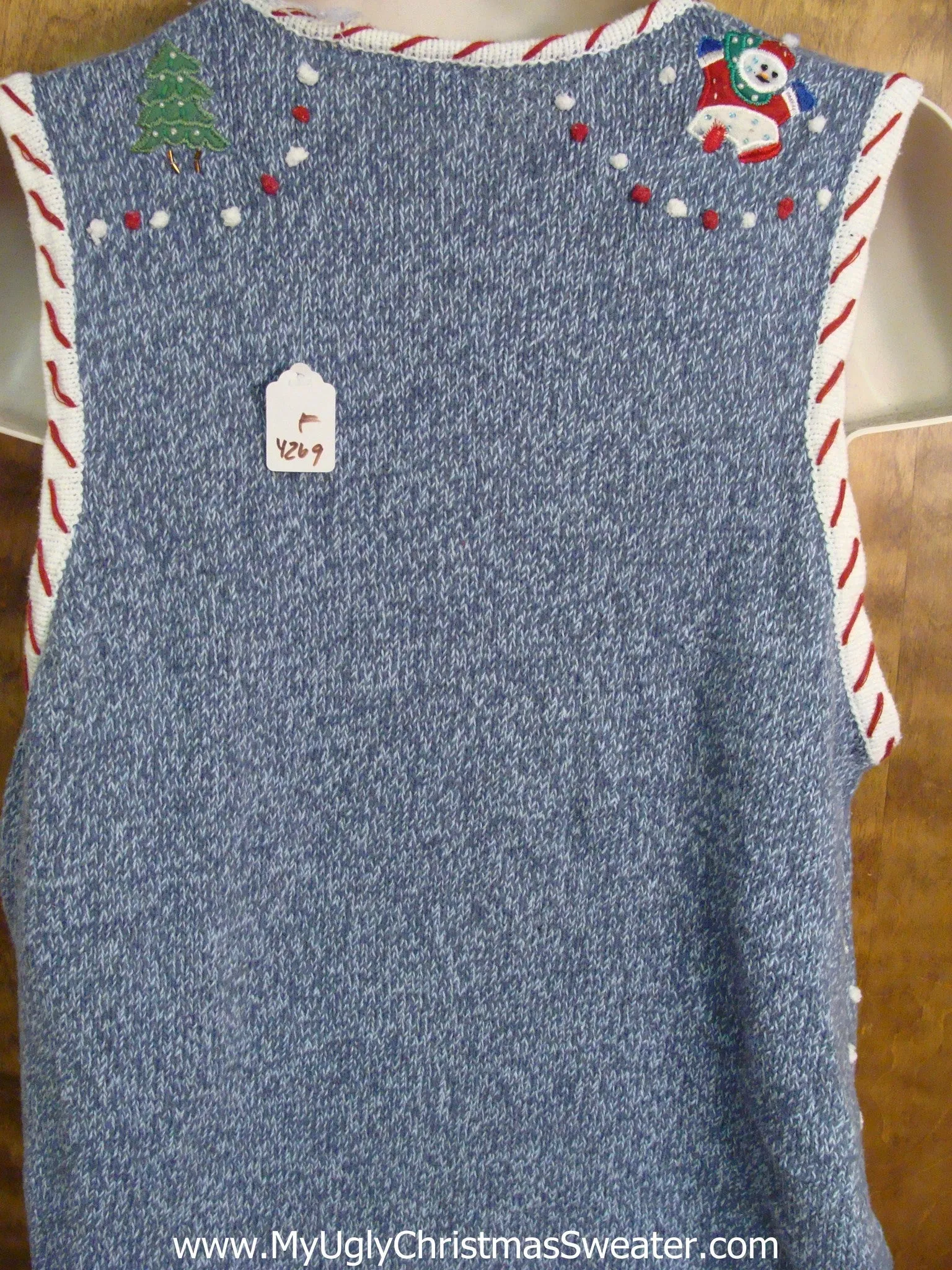 Candycane Trimmed Ugliest Christmas Sweater Vest