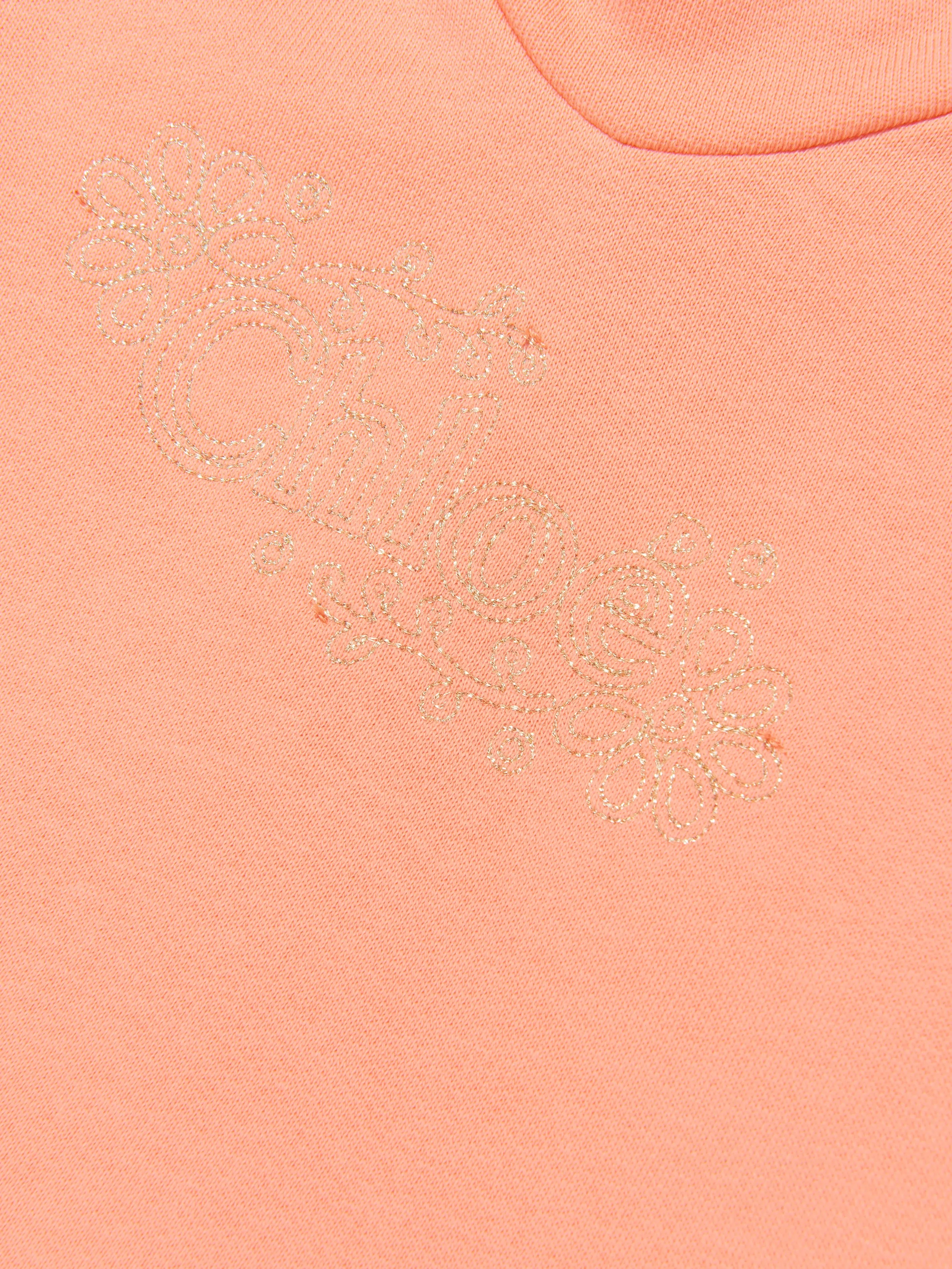 Chloé Baby Girls Organic Cotton Fleece Dress in Peach