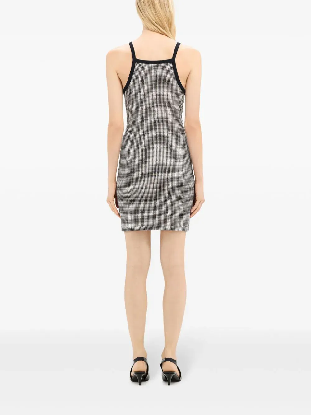 Contrast Houndstooth Mini Dress