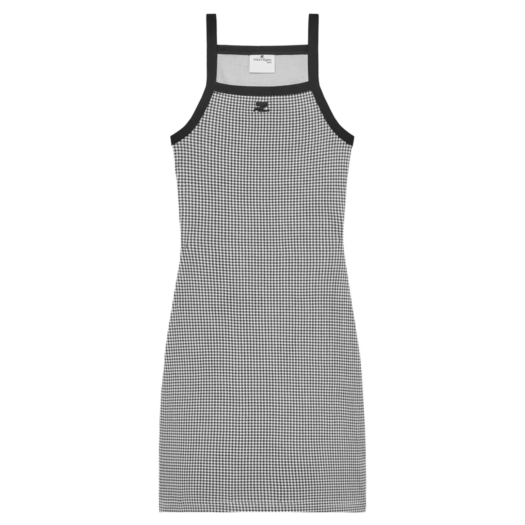 Contrast Houndstooth Mini Dress