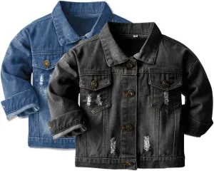 Cromoncent 2 Pieces Kids Classic Denim Jacket for Boys Girls