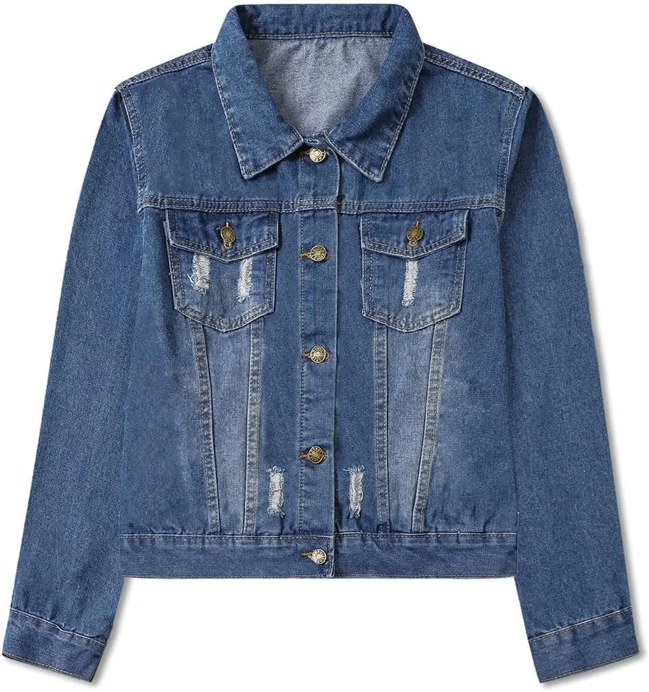Cromoncent 2 Pieces Kids Classic Denim Jacket for Boys Girls
