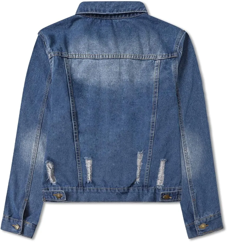 Cromoncent 2 Pieces Kids Classic Denim Jacket for Boys Girls