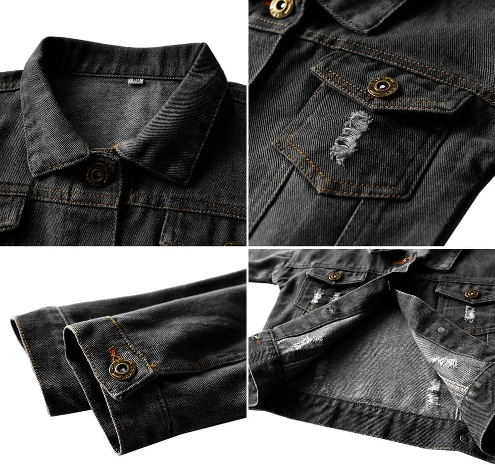 Cromoncent 2 Pieces Kids Classic Denim Jacket for Boys Girls