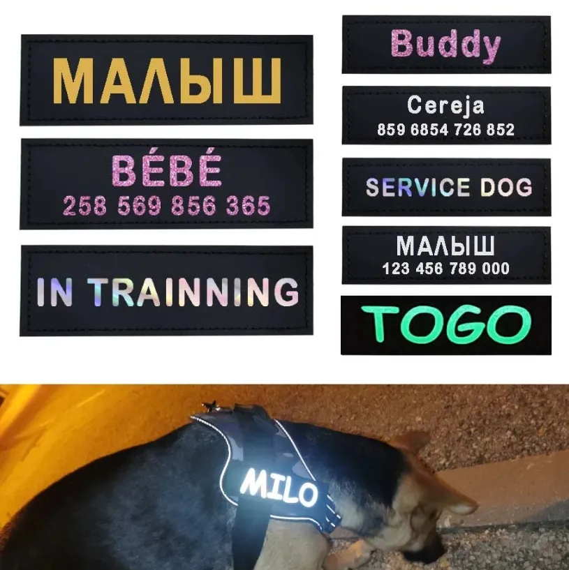 Custom Name Dog Harness Embroidery Patch - Personalized Harness Dog Patches - Personalized Name Tag - Vest Uniform Costume Hats Backpacks
