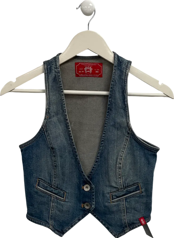 Edc Blue Denim Vest UK XS