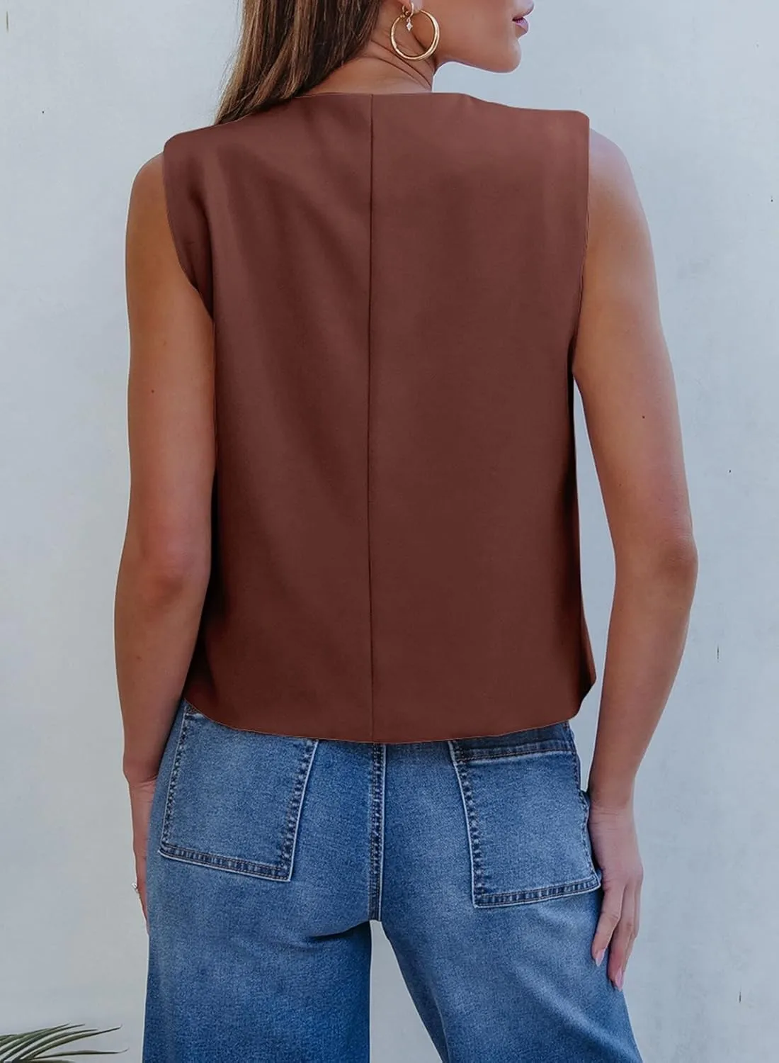 EVALESS Vest for Women 2025 Button Down Sleeveless Blazer Suit Vest Cropped Waistcoat Spring Summer Casual Outfits