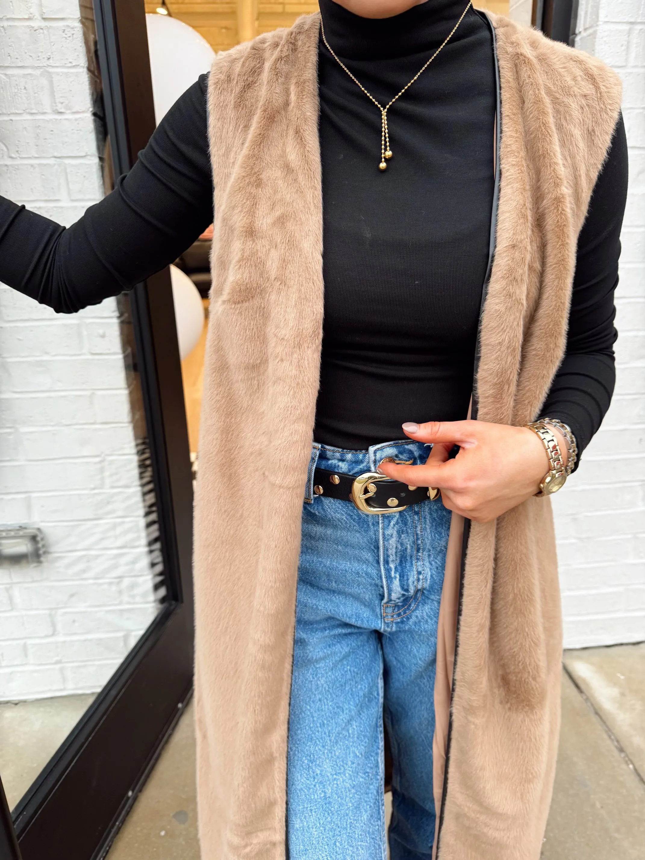 FAUX FUR MAXI VEST