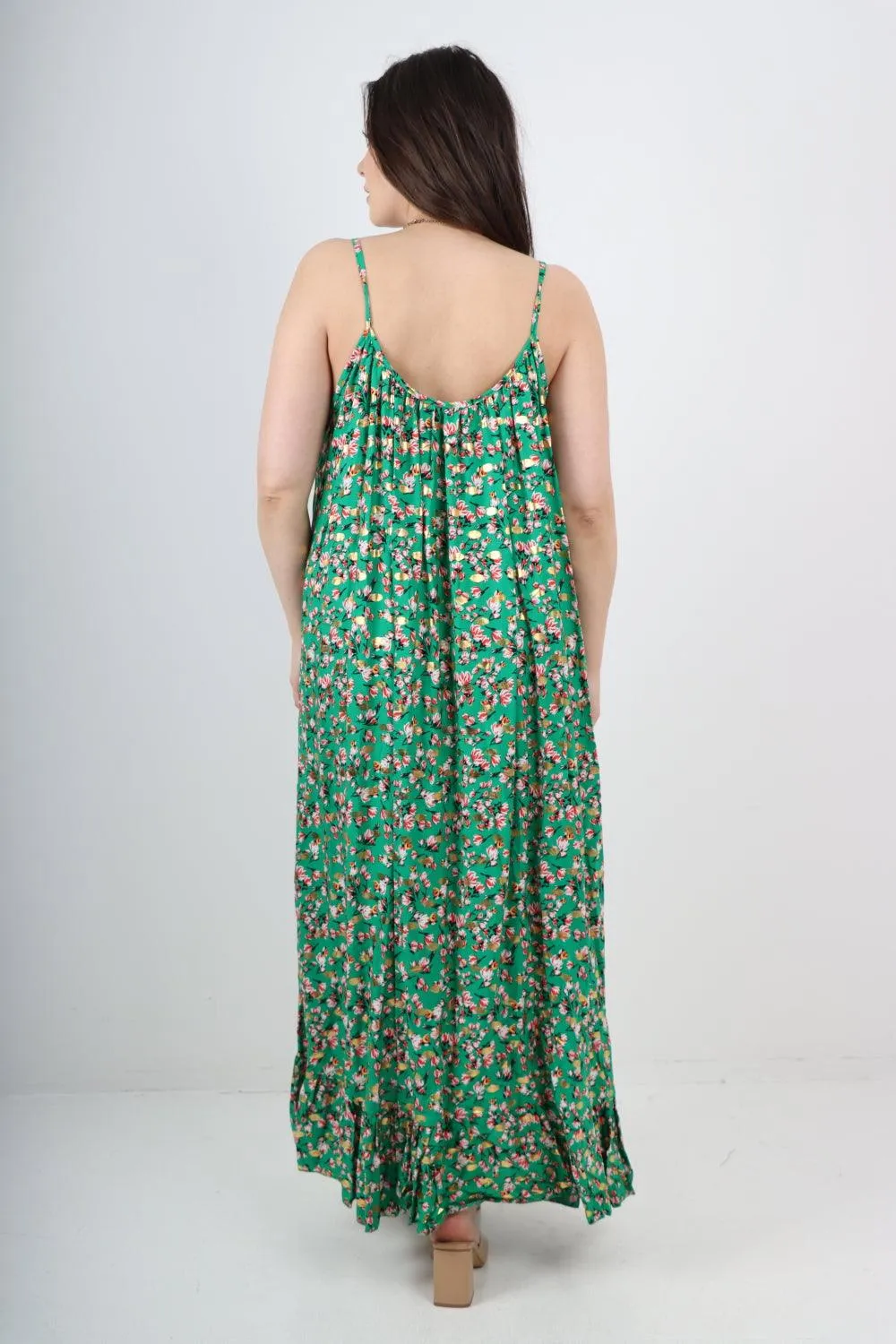 Floral Print  Frill Bottom Sleeveless Vest Sun Dress