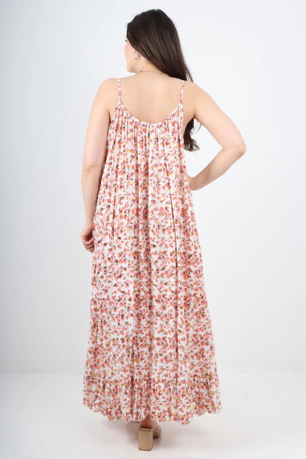 Floral Print  Frill Bottom Sleeveless Vest Sun Dress