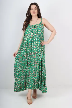Floral Print  Frill Bottom Sleeveless Vest Sun Dress