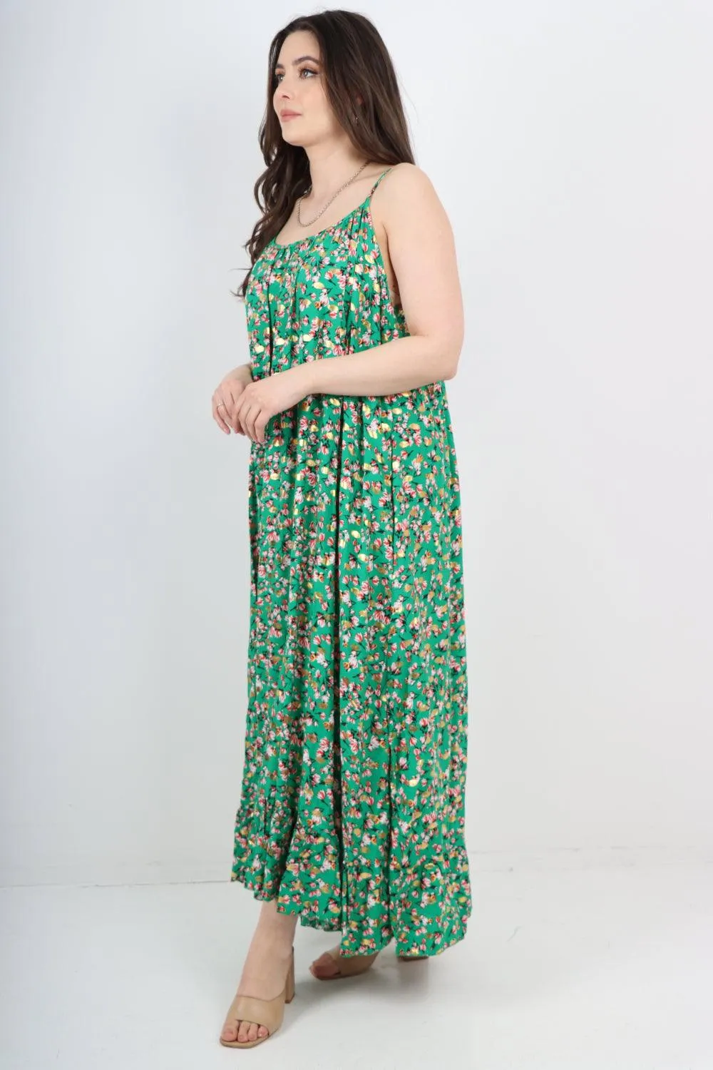 Floral Print  Frill Bottom Sleeveless Vest Sun Dress