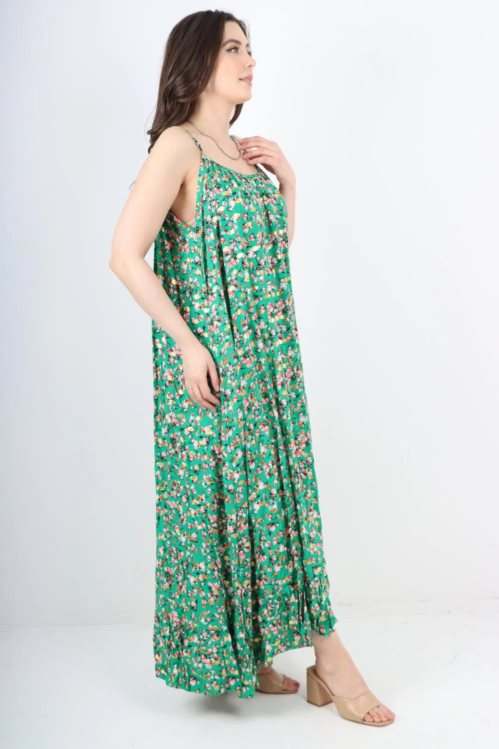 Floral Print  Frill Bottom Sleeveless Vest Sun Dress