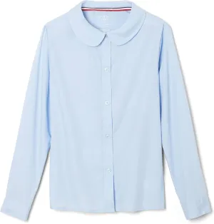 French Toast Girls' Long Sleeve Woven Shirt with Peter Pan Collar (Standard & Plus)