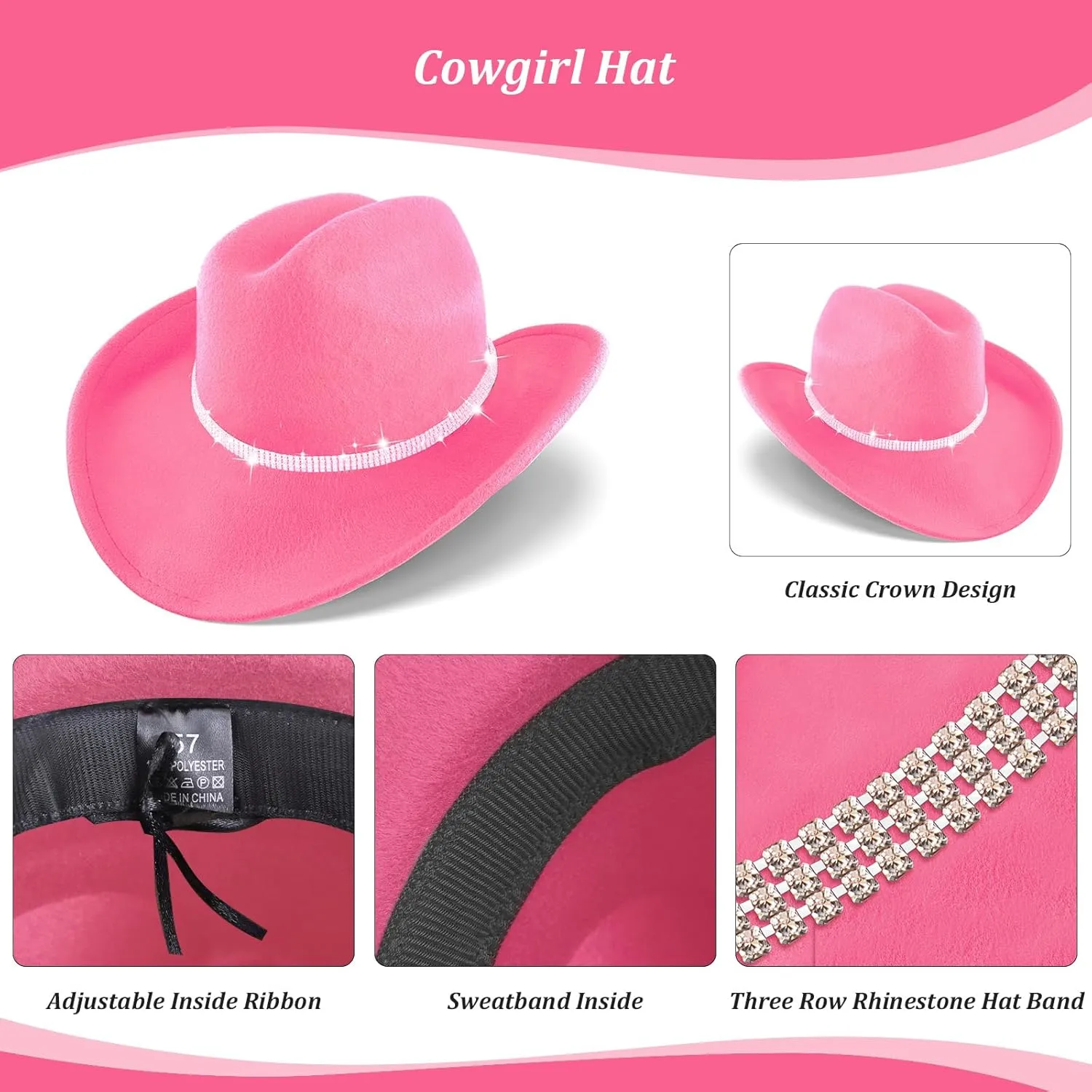 FunMular Western Outfit for Women Cowgirl Outfit Costume Accessories Disco Cowboy Hat Tassel Fringe Vest Earring Bandana