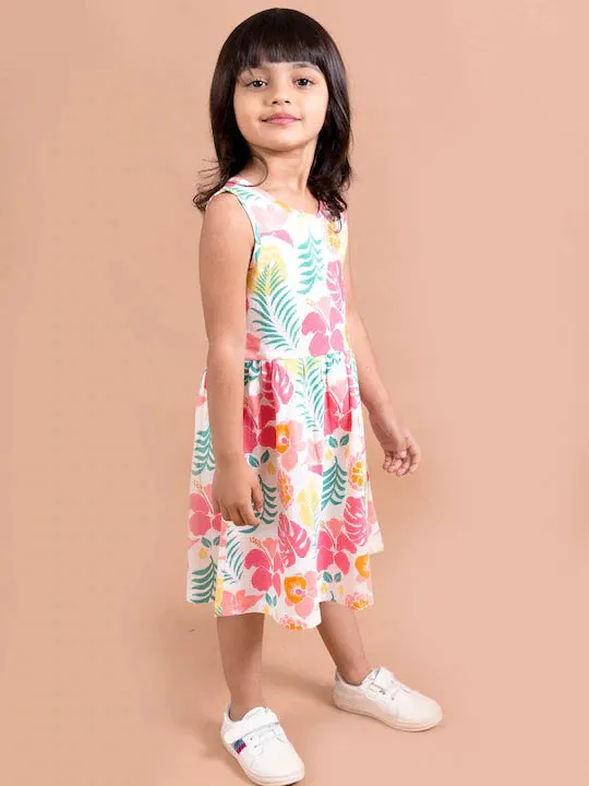 Girls Yellow Pink Floral Dress - Ps Peaches