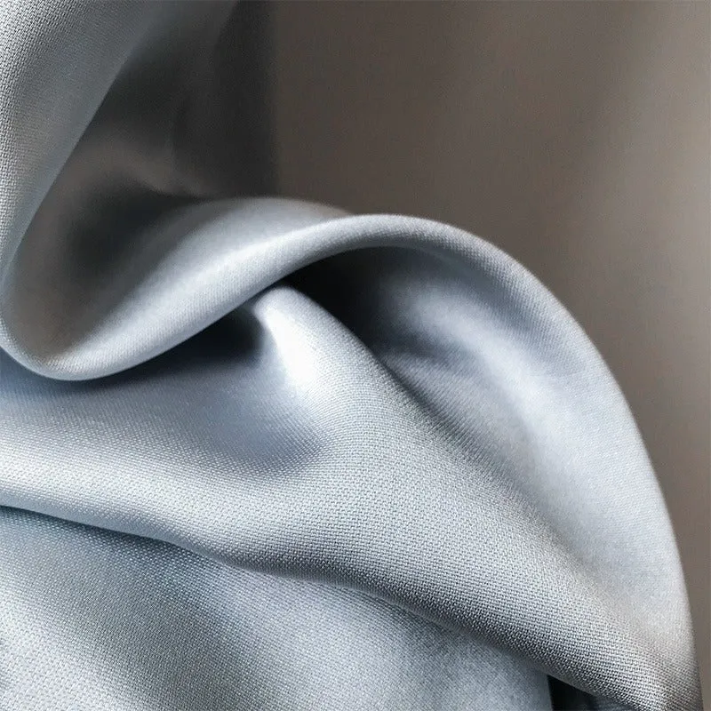 Glossy Silk Fashion Spaghetti Strap Mid-Calf Dresses
