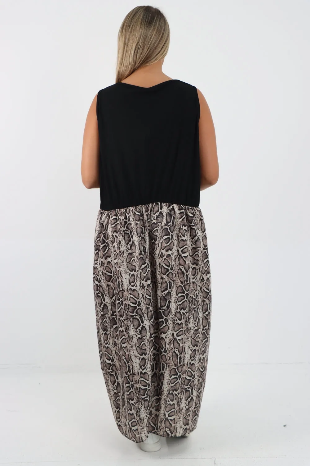 Italian Ribbed Vest Animal Print Maxi Dress