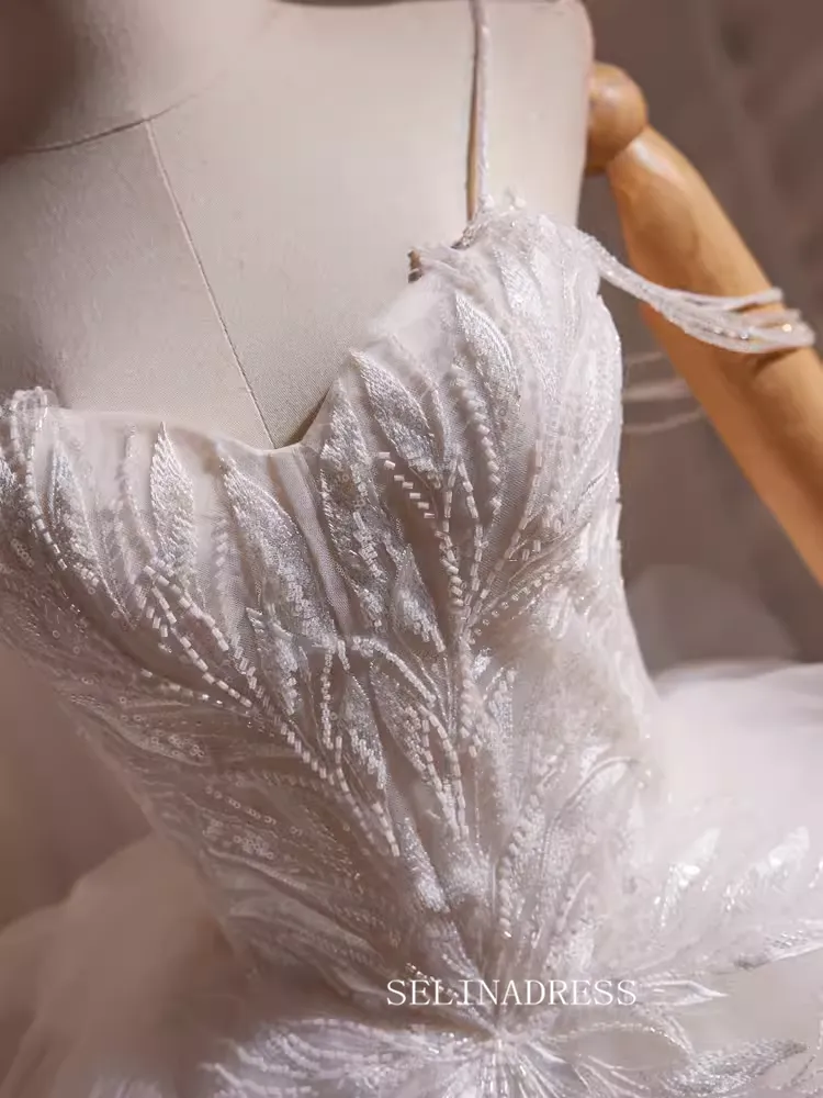 Ivory Beaded Lace Homecoming Dresses Spaghetti Strap Tiered Short Prom Dress #SEW1262