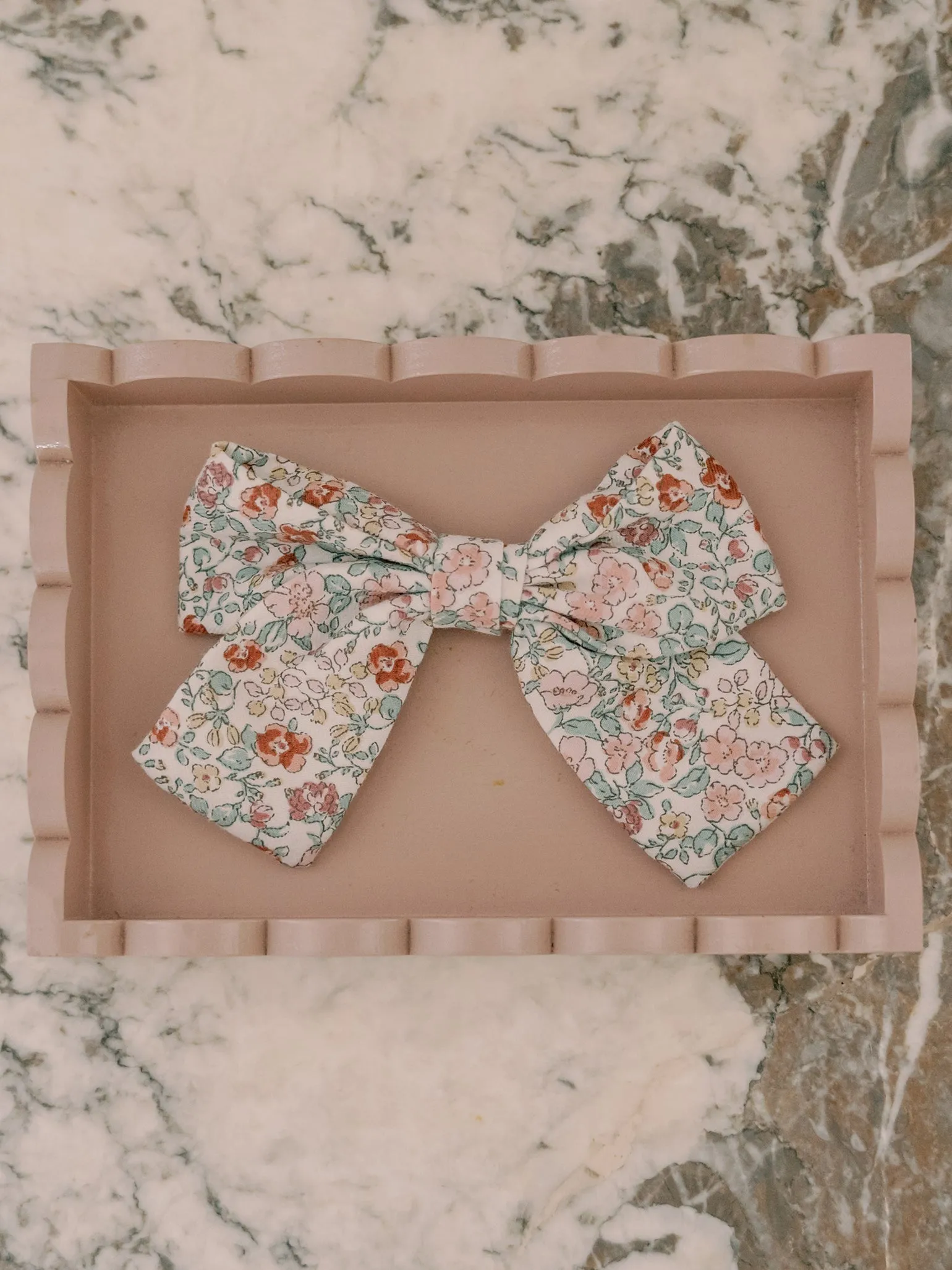 Ivory Floral Girl Large Bow Clip
