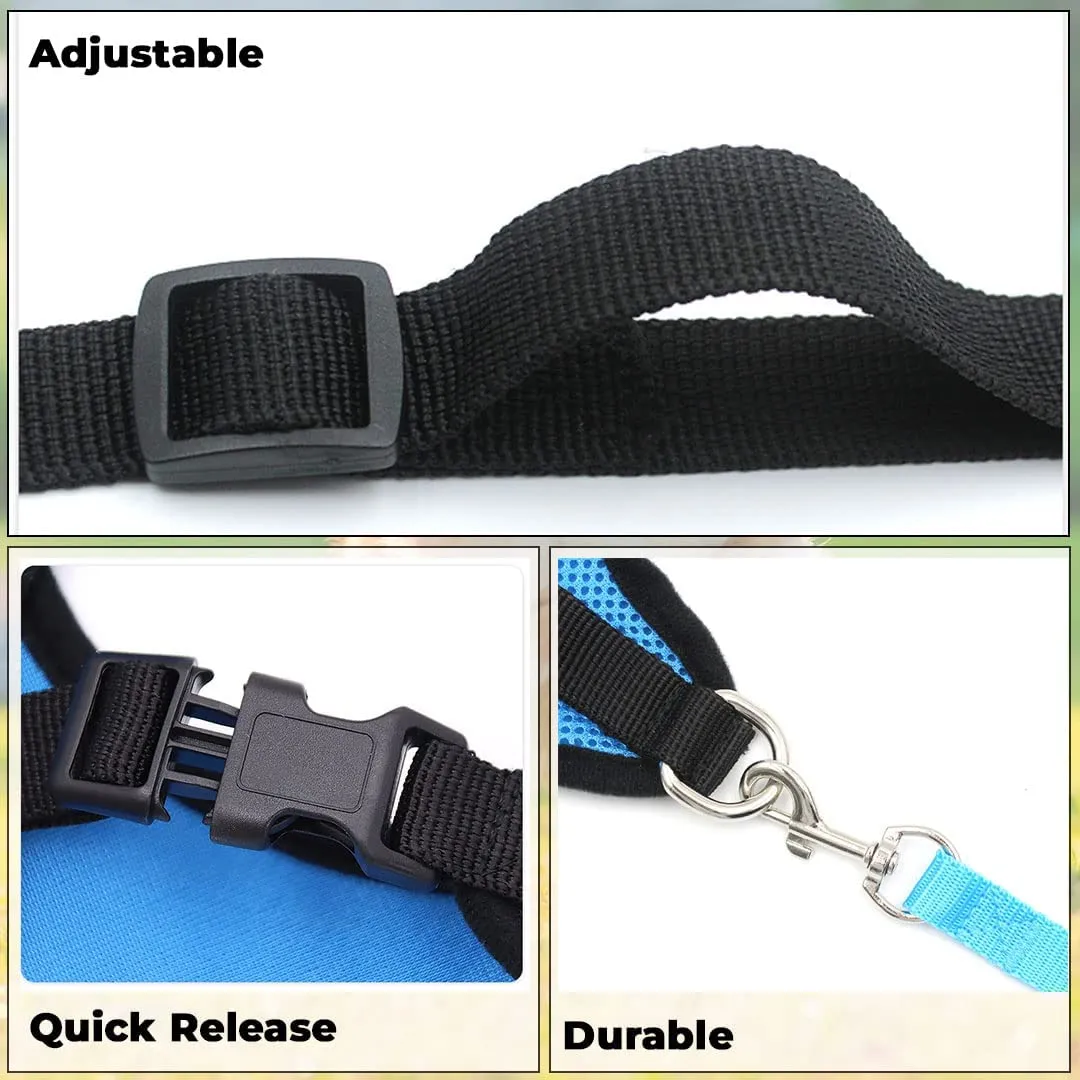 Kuber Industries Reflective Dog Harness With Adjustable Leash|Breathable Polyester Mesh Fabric With Top carry Handle|Medium Size|HAT-818|Comfortable No-Pull Grip|Quick Release Buckles|Blue (Pack Of 3)