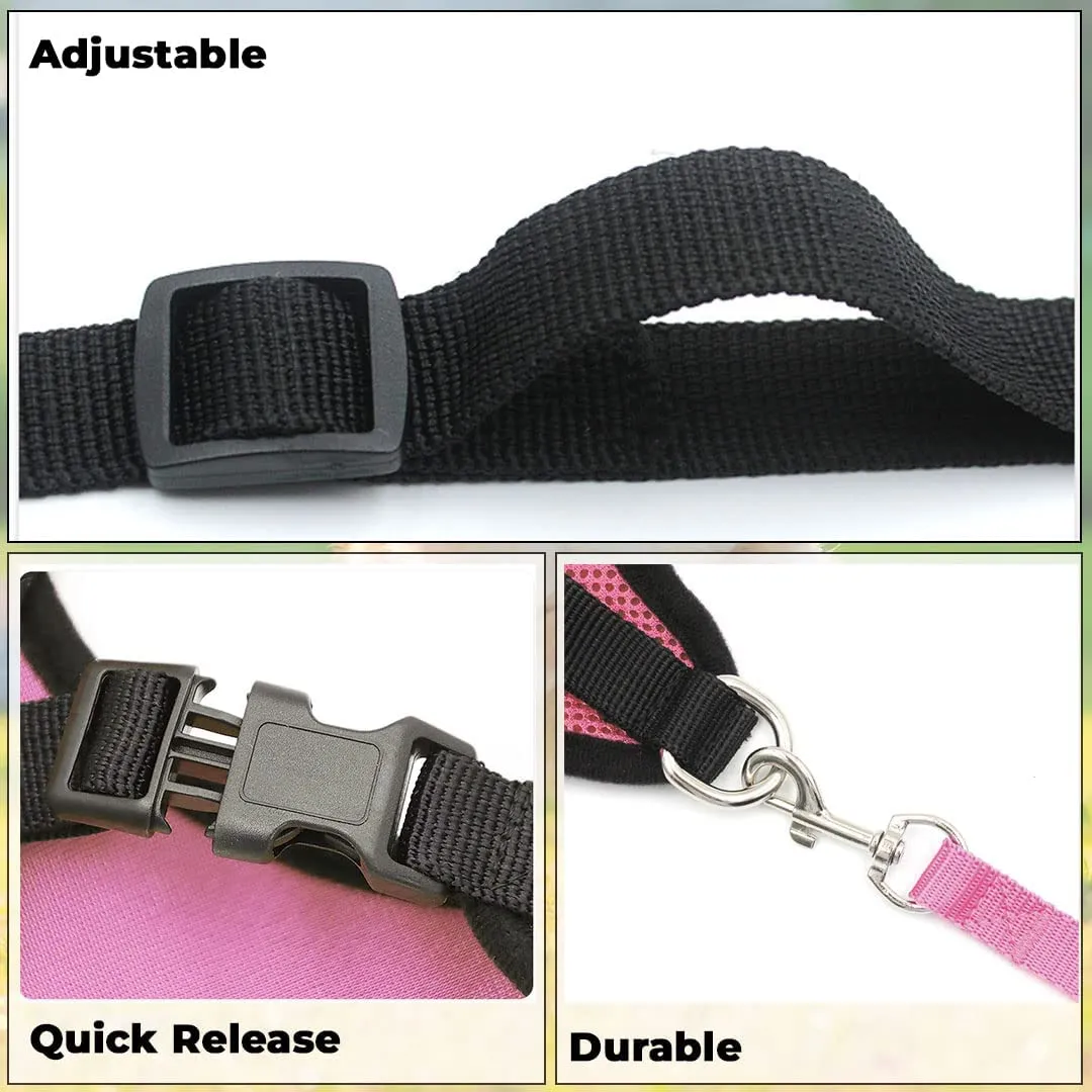 Kuber Industries Reflective Dog Harness With Adjustable Leash|Breathable Polyester Mesh Fabric With Top carry Handle|Medium Size|HAT-818|Comfortable No-Pull Grip|Quick Release Buckles|Pink (Pack Of 5)