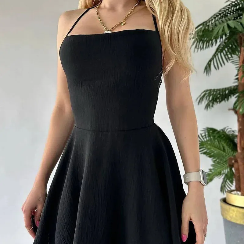 Lace Party Sexy Evening Patchwork Up Plunge Frill Solid Backless Mini Dress