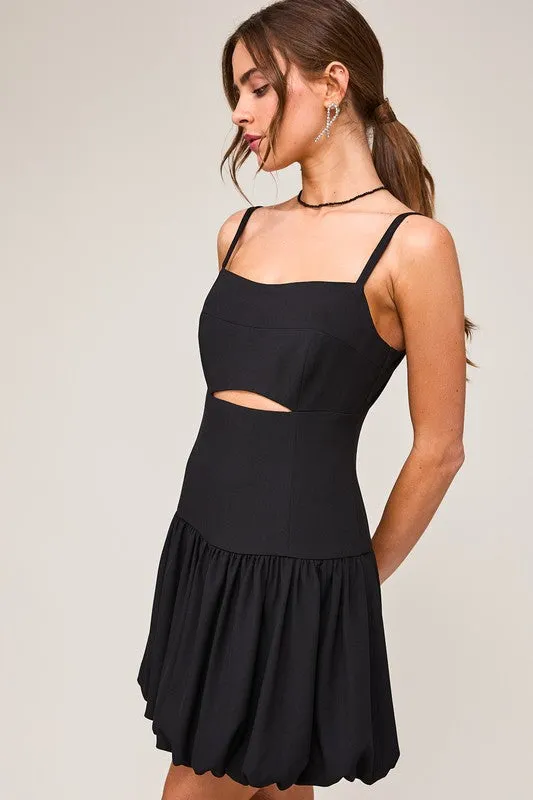 Leni Sleeveless Cut Out Drop Waist Mini Dress Black