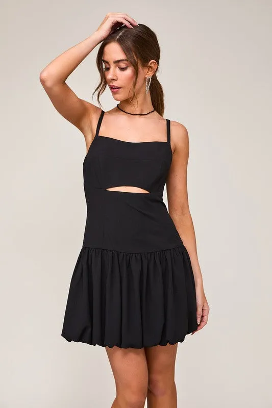 Leni Sleeveless Cut Out Drop Waist Mini Dress Black