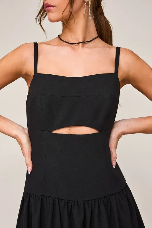 Leni Sleeveless Cut Out Drop Waist Mini Dress Black