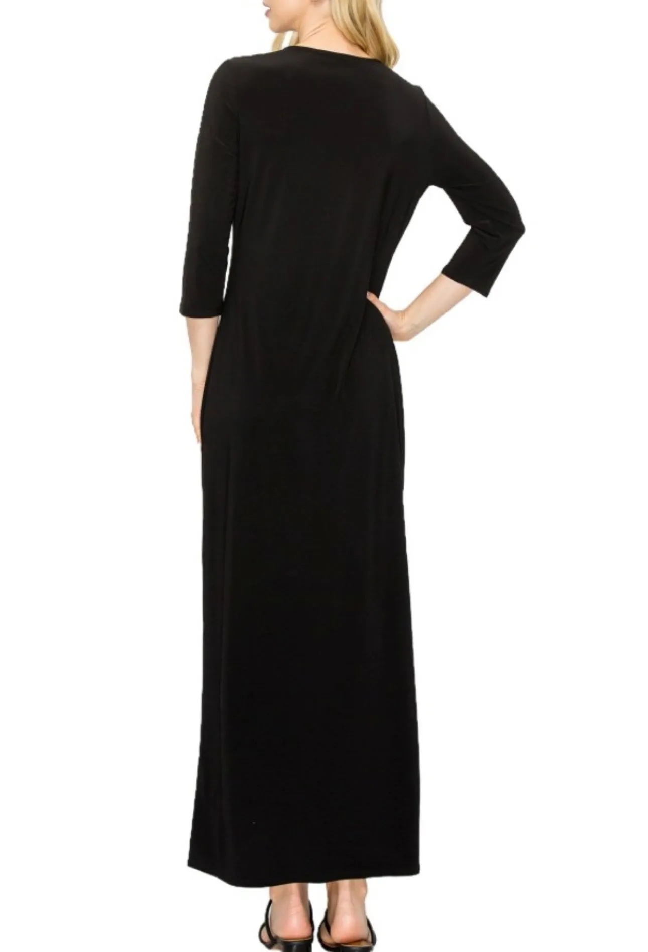 Liza's Long Modest Maxi Layering Dress Black Misses & Plus Sizes