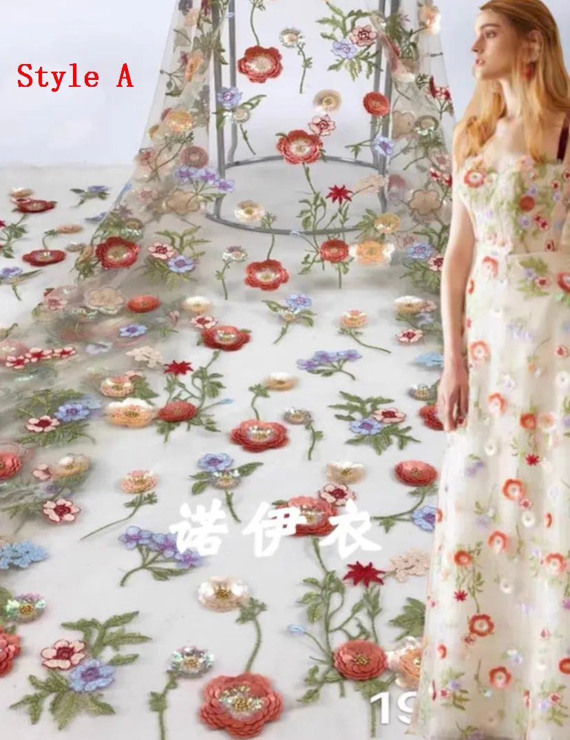 Long Wedding Dresses 3D Floral Embroidery Wedding Gowns JKW128