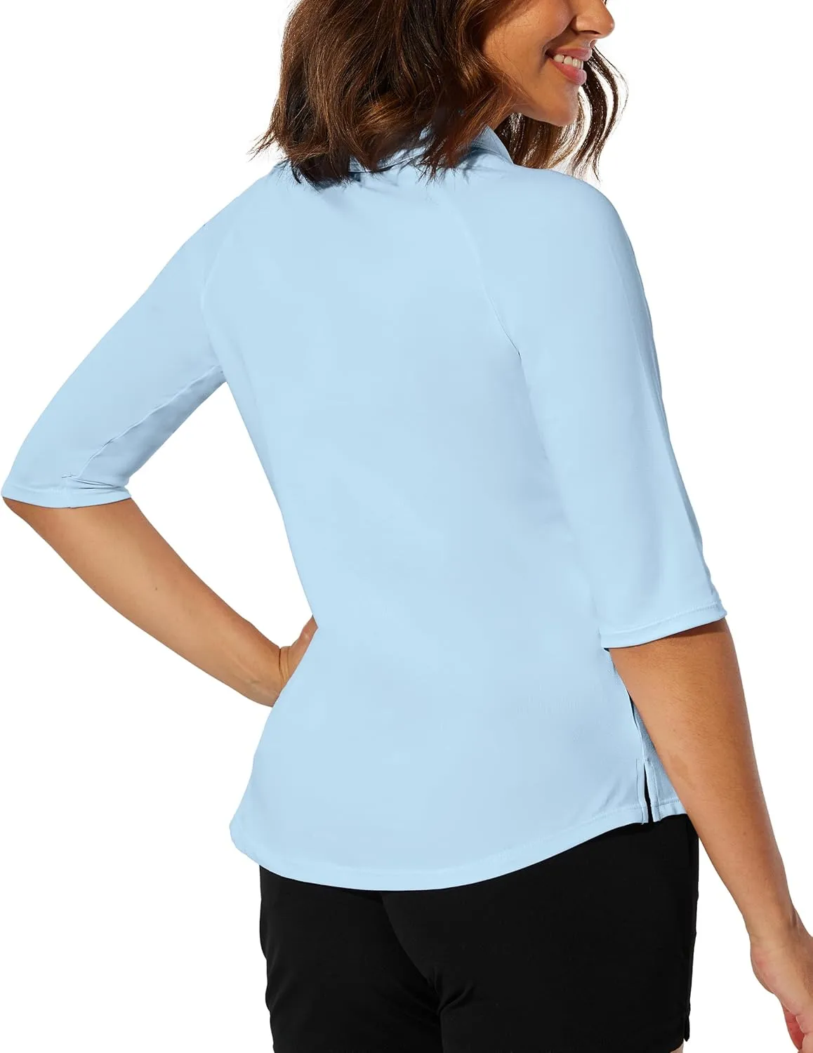 M MOTEEPI 3/4 Length Sleeve Womens Golf Polo Shirt Ladies Workout Tops Polo Shirts for Women Golf Pullover
